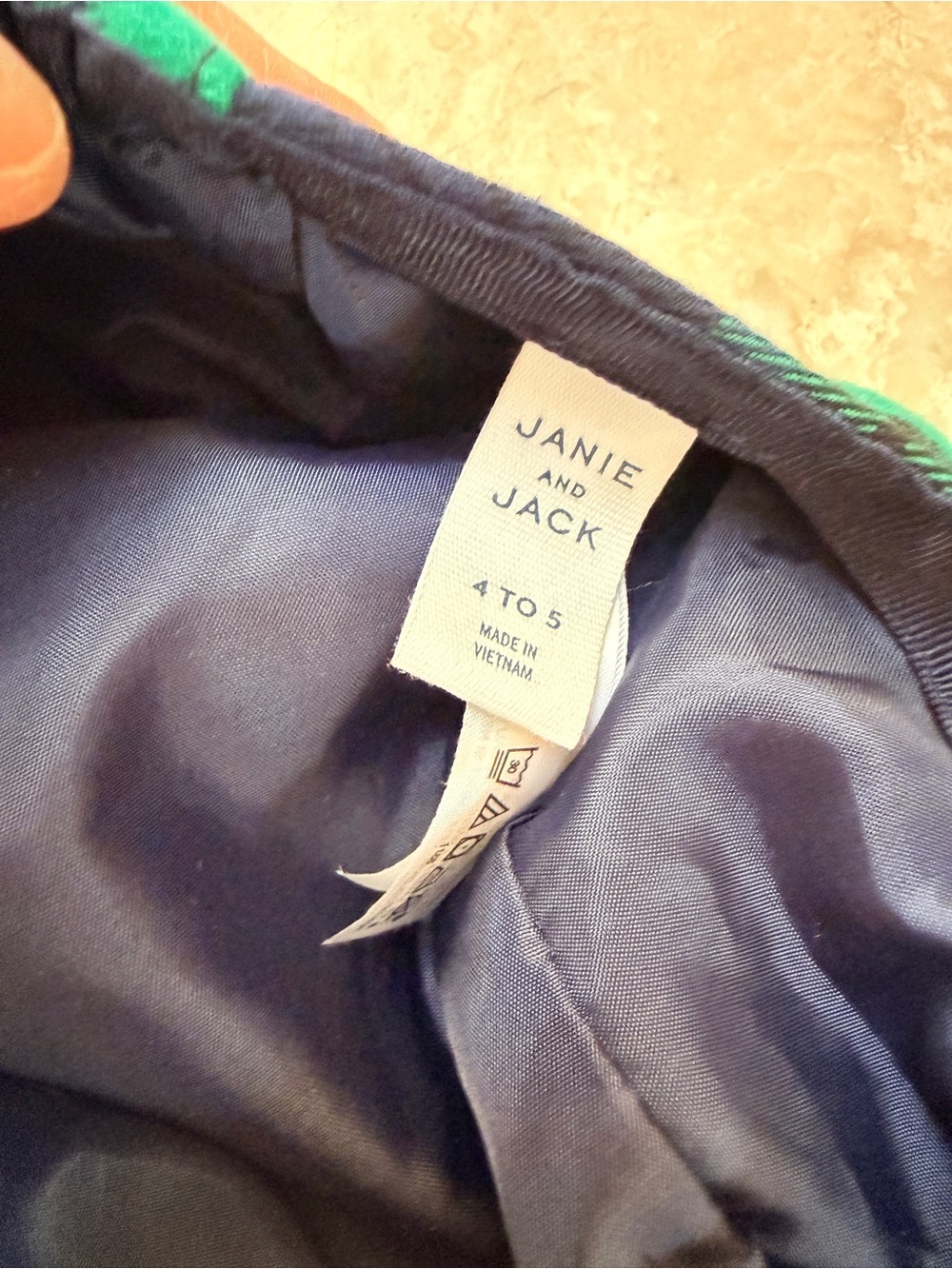 Janie and Jack suit set (4 pcs)Navy Velvet Blazer, Vest & Green Plaid Pants Set - Picture 8 of 11